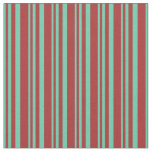 [ Thumbnail: Aquamarine and Brown Lined Pattern Fabric ]