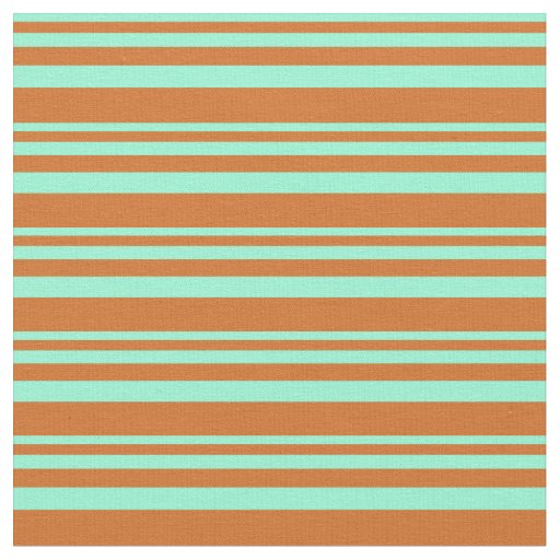 Aquamarine and Chocolate Colored Stripes Fabric