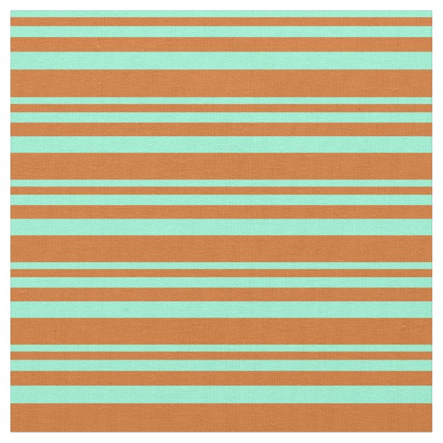 Aquamarine and Chocolate Colored Stripes Fabric (Close Up)