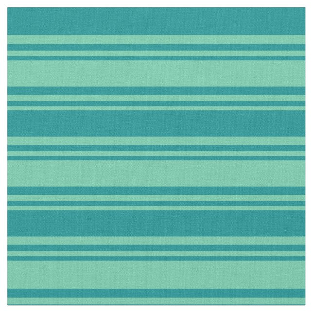 Aquamarine and Dark Cyan Stripes/Lines Pattern Fabric (Close Up)