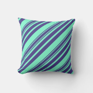 Aquamarine and Dark Slate Blue Pattern Pillow