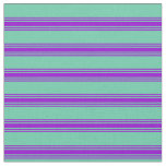 [ Thumbnail: Aquamarine and Dark Violet Colored Lines Fabric ]