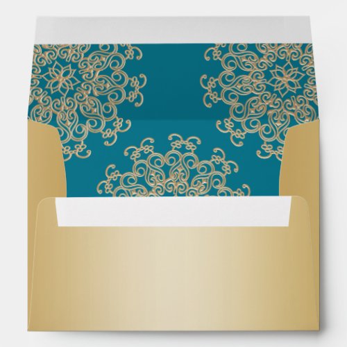 Aquamarine and Gold Indian Style Envelope