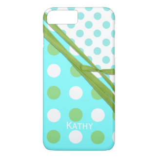 Aquamarine and Green Polka Dots iPhone 7 Plus Case
