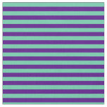[ Thumbnail: Aquamarine and Indigo Striped/Lined Pattern Fabric ]