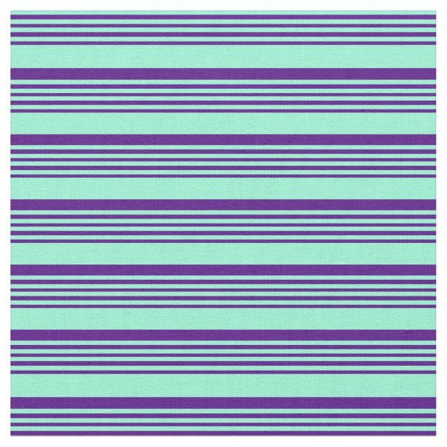 Aquamarine and Indigo Stripes Pattern Fabric (Close Up)