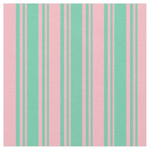 Aquamarine and Light Pink Lines/Stripes Pattern Fabric