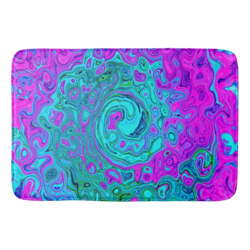 Aquamarine and Magenta Cool Retro Liquid Swirl Bath Mat