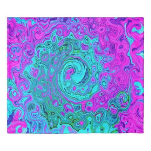 Aquamarine and Magenta Cool Retro Liquid Swirl Duvet Cover