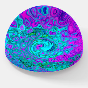 Aquamarine and Magenta Cool Retro Liquid Swirl Paperweight