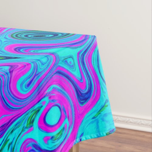 Aquamarine and Magenta Cool Retro Liquid Swirl Tablecloth