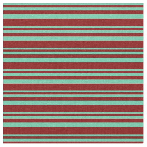 Aquamarine and Maroon Stripes Pattern Fabric