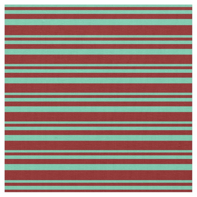Aquamarine and Maroon Stripes Pattern Fabric (Close Up)