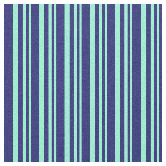 Aquamarine and Midnight Blue Pattern Fabric (Close Up)