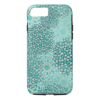 Aquamarine And Mint Flower Burst Design Iphone 8/7 Case by greatgear at Zazzle
