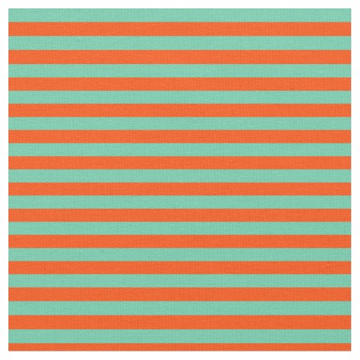 Aquamarine and Red Colored Stripes Fabric