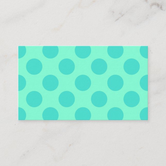 Aquamarine and Turquoise Polka Dots Business Card (Front)