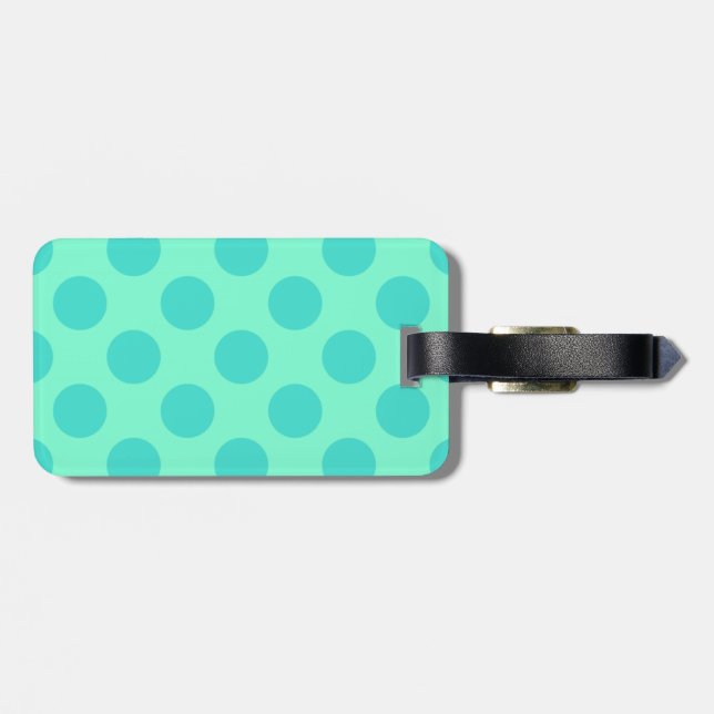 Aquamarine and Turquoise Polka Dots Luggage Tag (Back Horizontal)