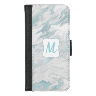 Aquamarine and White Marbled iPhone 8 Wallet