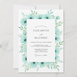 Aquamarine Anemone Wedding Invitation