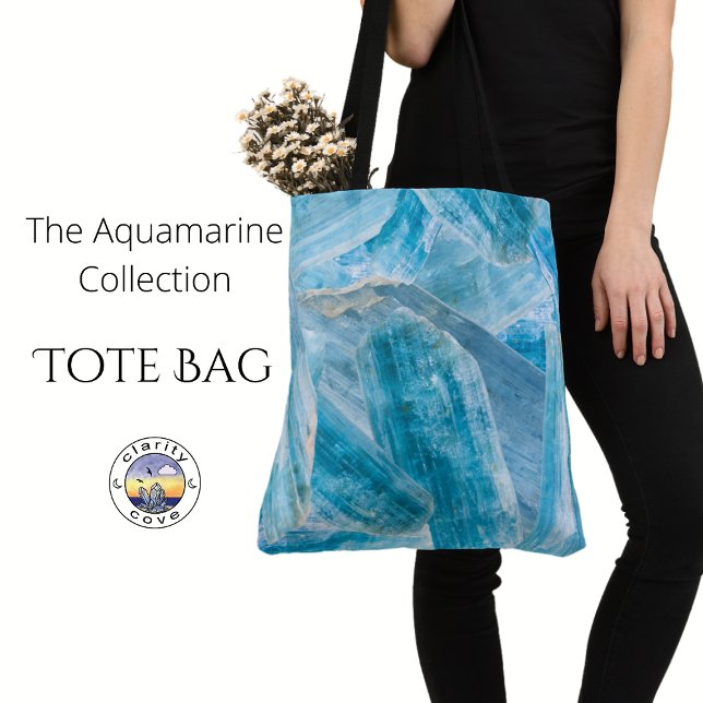Aquamarine Aqua Blue Crystal Gemstone Shoulder Tote Bag (Creator Uploaded)