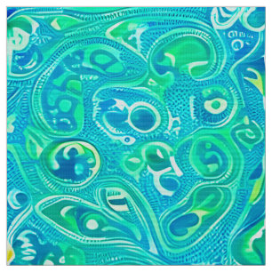 Aquamarine Arabesque Bohemian Pattern Fabric