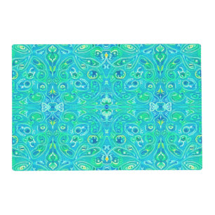Aquamarine Arabesque Bohemian Pattern Placemat