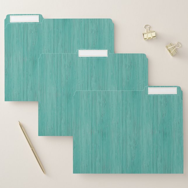 Aquamarine Bamboo Wood Grain Look File Folder (Set)