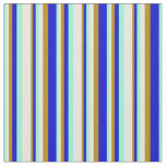 [ Thumbnail: Aquamarine, Beige, Dark Goldenrod, and Blue Lines Fabric ]