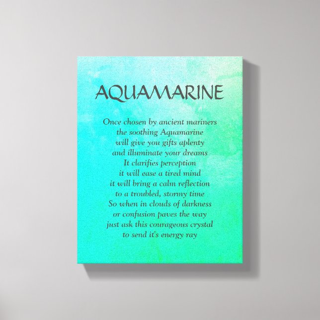 Aquamarine birthstone - March poem art canvas (Front)
