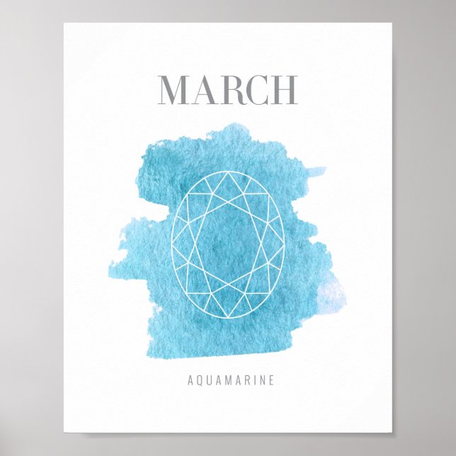 Aquamarine Birthstone March Poster (Front)
