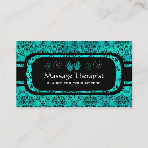 Aquamarine &amp; Black Business Cards