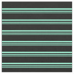 [ Thumbnail: Aquamarine & Black Colored Striped/Lined Pattern Fabric ]