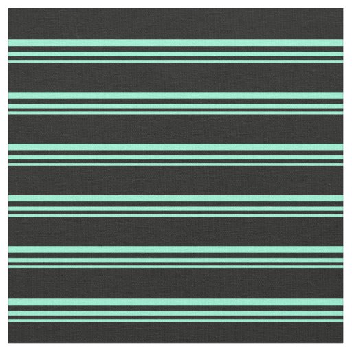 Aquamarine & Black Colored Striped/Lined Pattern Fabric