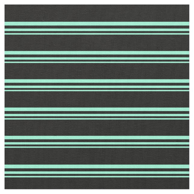 Aquamarine & Black Colored Striped/Lined Pattern Fabric (Close Up)