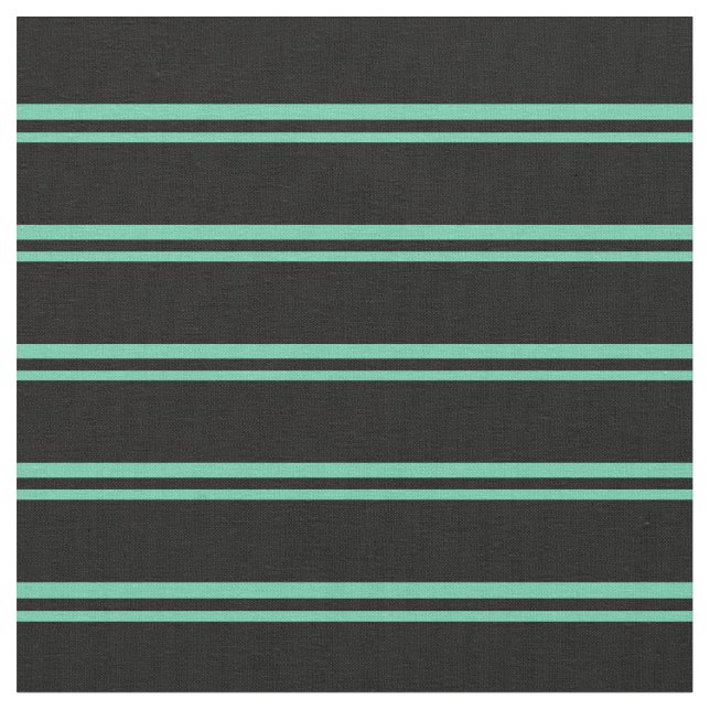 Aquamarine & Black Lined/Striped Pattern Fabric (Close Up)