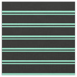 [ Thumbnail: Aquamarine & Black Lined/Striped Pattern Fabric ]