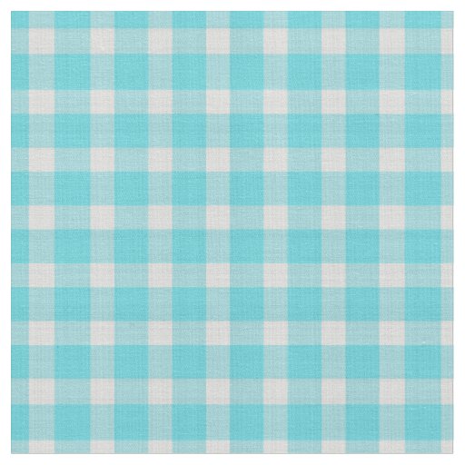 Aquamarine Blue and White Plaid Fabric