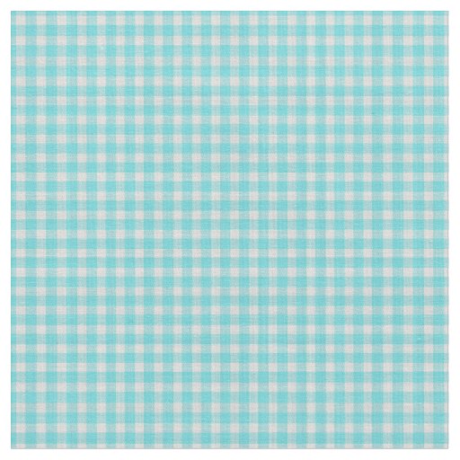 Aquamarine Blue and White Plaid Fabric