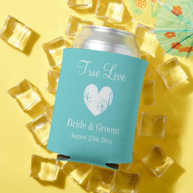 Aquamarine blue and white wedding theme can cooler (In Situ Summer)