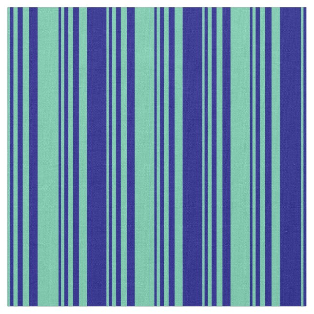 Aquamarine & Blue Colored Lined/Striped Pattern Fabric (Close Up)
