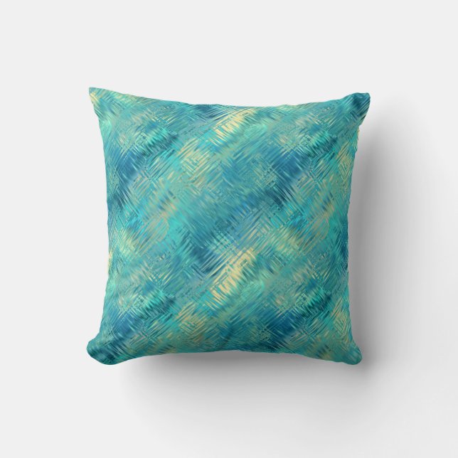 Aquamarine Blue Crystal Gel Texture Throw Pillow (Front)