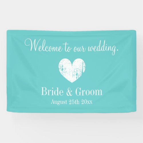 Aquamarine blue custom wedding party banner sign