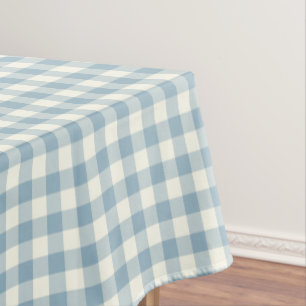 Aquamarine Blue Gingham Cotton Tablecloth