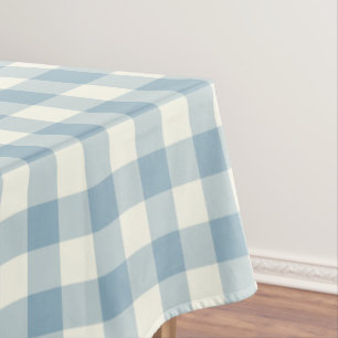 Aquamarine Blue Gingham Pattern Check Tablecloth