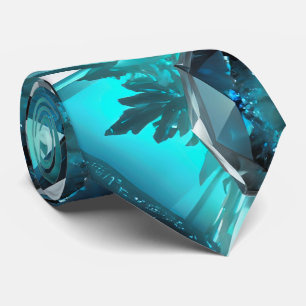 Aquamarine Blue Green Teal Gemstone Crystal Magic Neck Tie