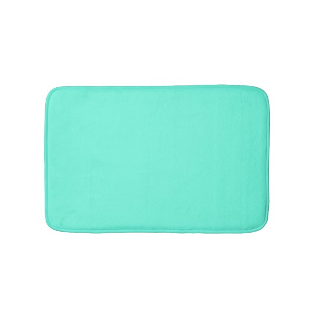 Aquamarine Blue Green Turquoise Solid Color Bath Mat (Front)