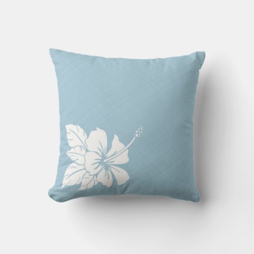Aquamarine Blue Hibiscus Outdoor Pillow