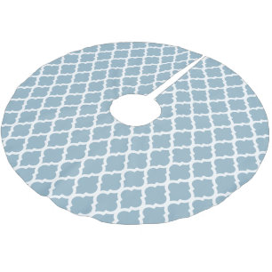 Aquamarine Blue Moroccan Tile Trellis Brushed Polyester Tree Skirt