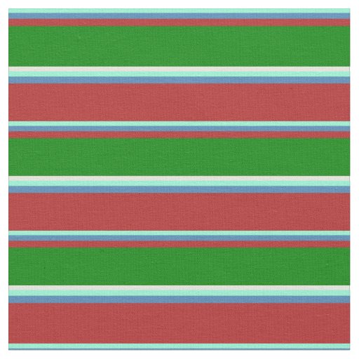 Aquamarine, Blue, Red, Green & Beige Colored Fabric